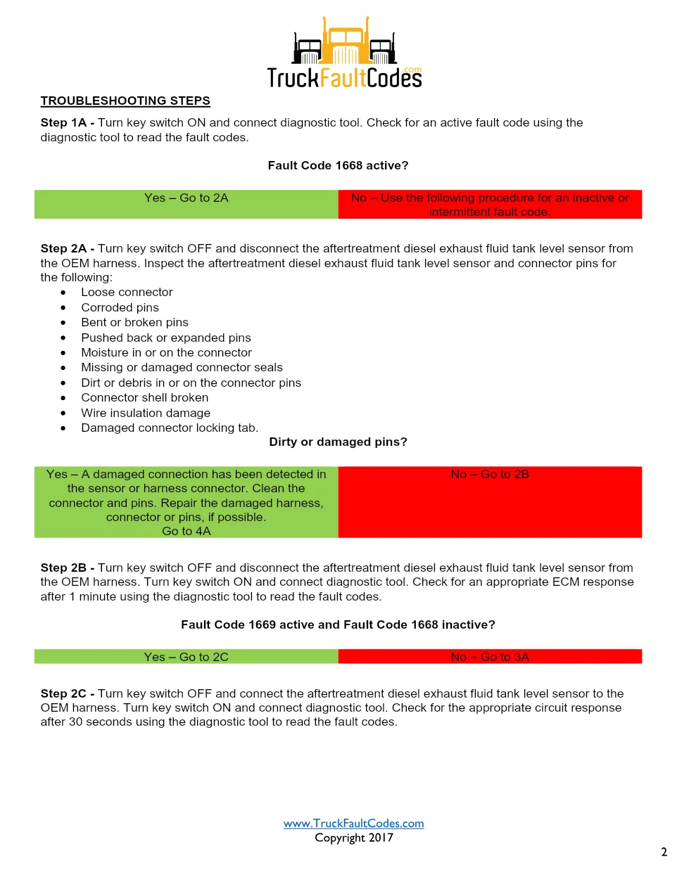 Cummins ISL9 Code 1668 (2- Diagnostic Procedure – Fault Code 1668 - preview page 2 of 3