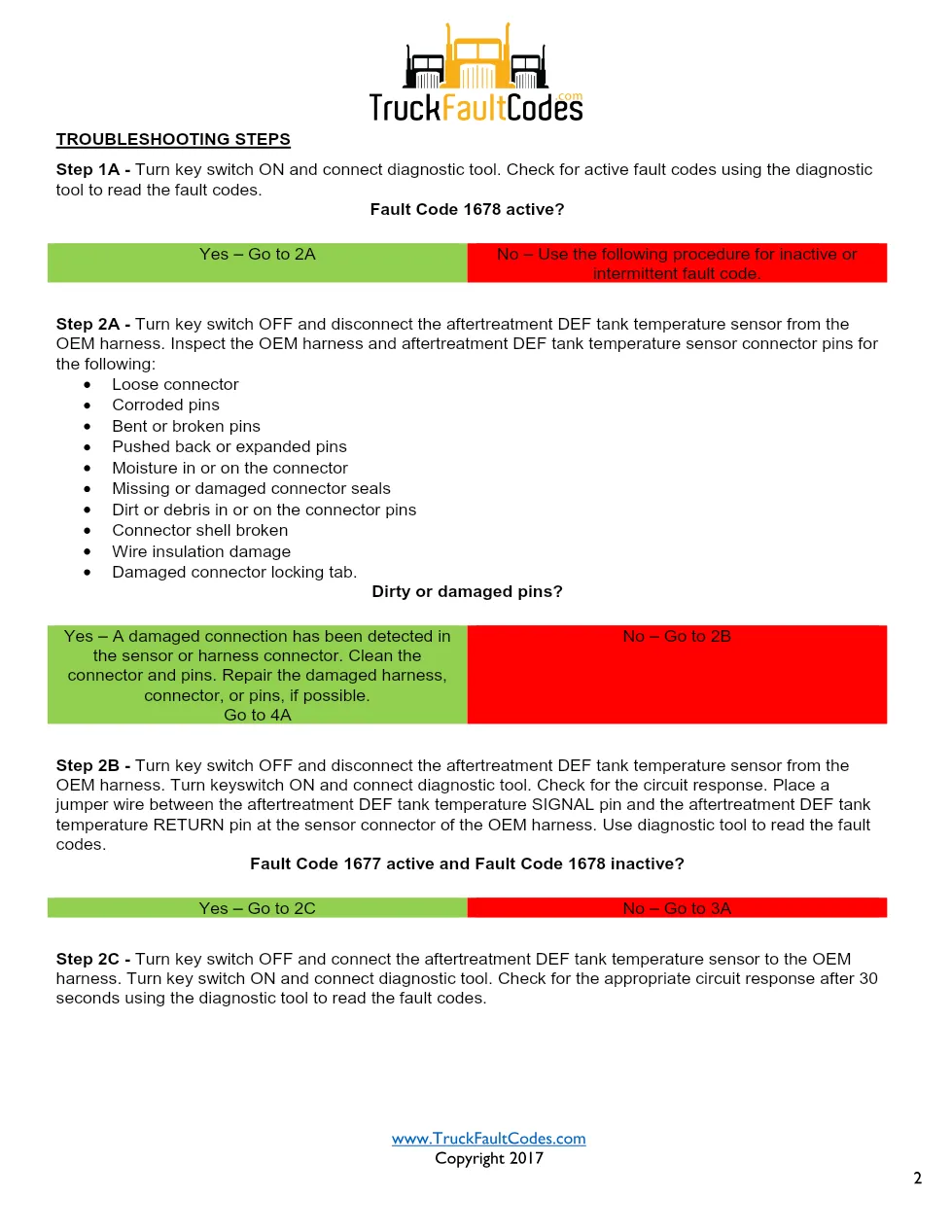 Cummins ISL9 Code 1678 Diagnostic Procedure – Fault Code 1678 - preview page 2 of 3
