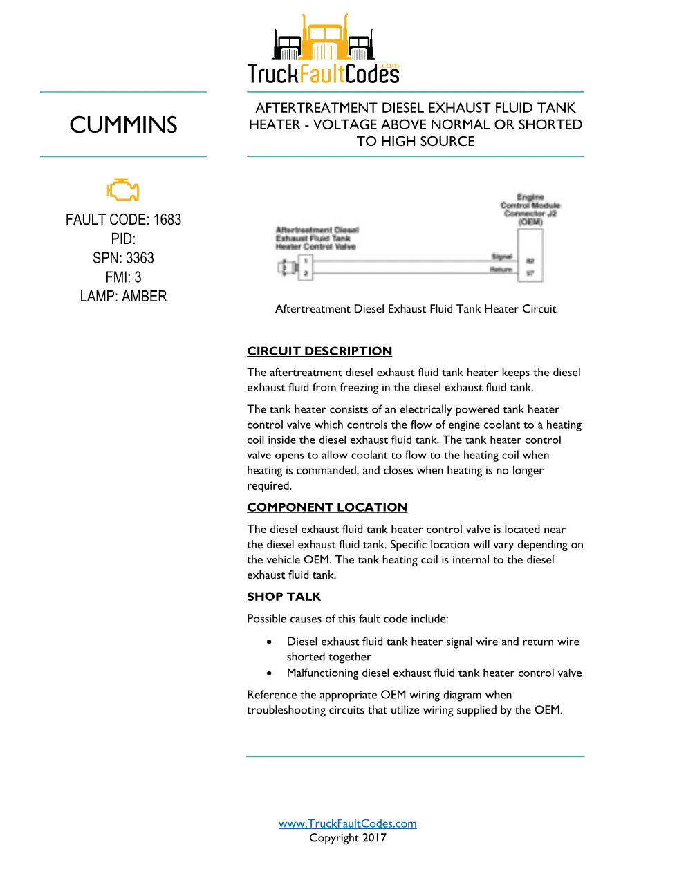 Cummins ISL9 Code 1683 Diagnostic Procedure – Fault Code 1683 - preview page 1 of 3