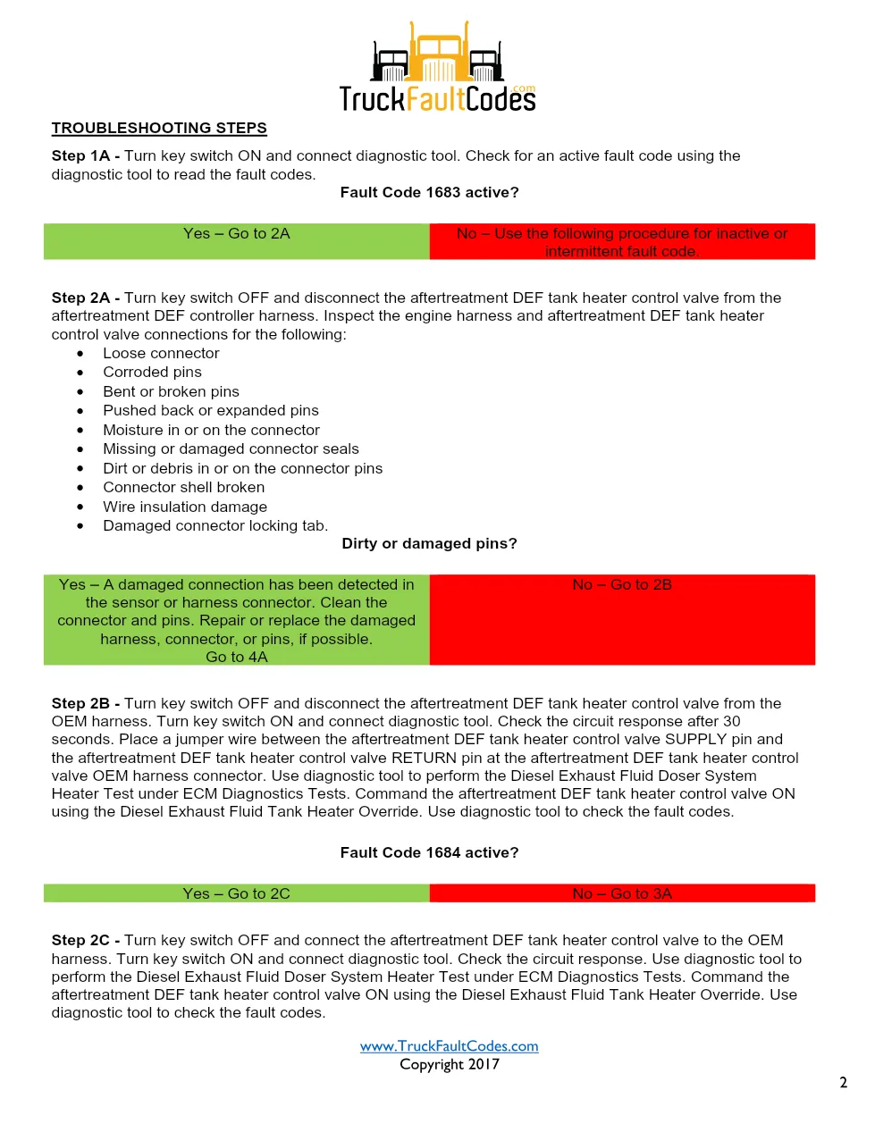 Cummins ISL9 Code 1683 Diagnostic Procedure – Fault Code 1683 - preview page 2 of 3