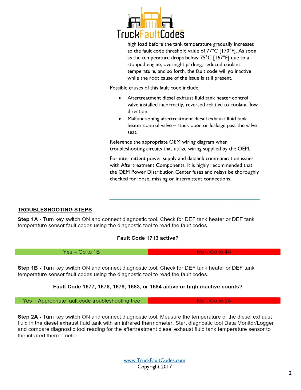 Cummins ISL9 Code 1713 Diagnostic Procedure – Fault Code 1713 - preview page 2 of 3