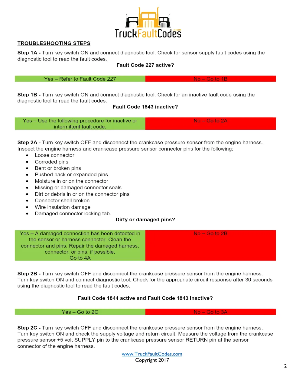Cummins ISL9 Code 1843 Diagnostic Procedure – Fault Code 1843 - preview page 2 of 3