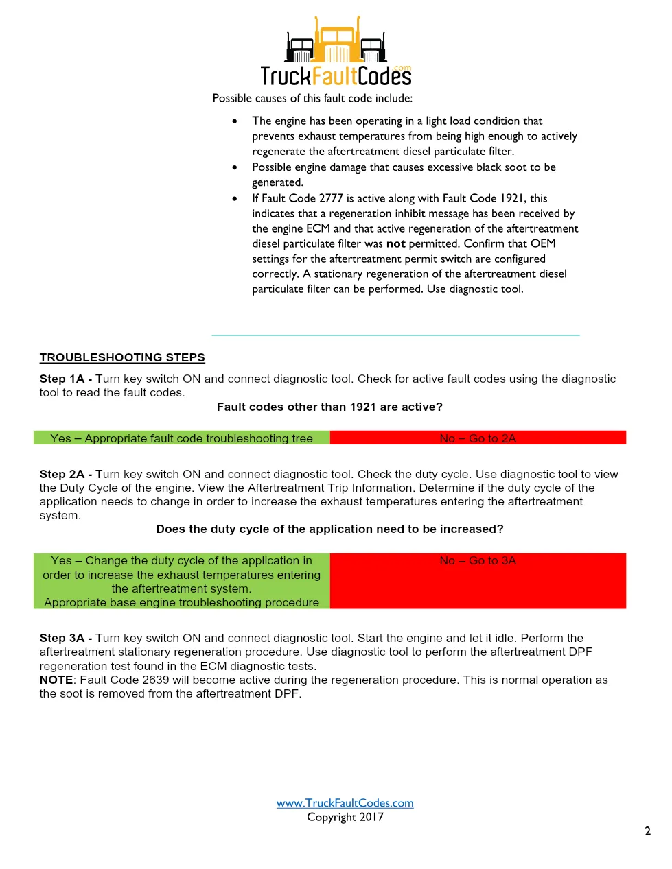 Cummins ISL9 Code 1921 Diagnostic Procedure – Fault Code 1921 - preview page 2 of 3