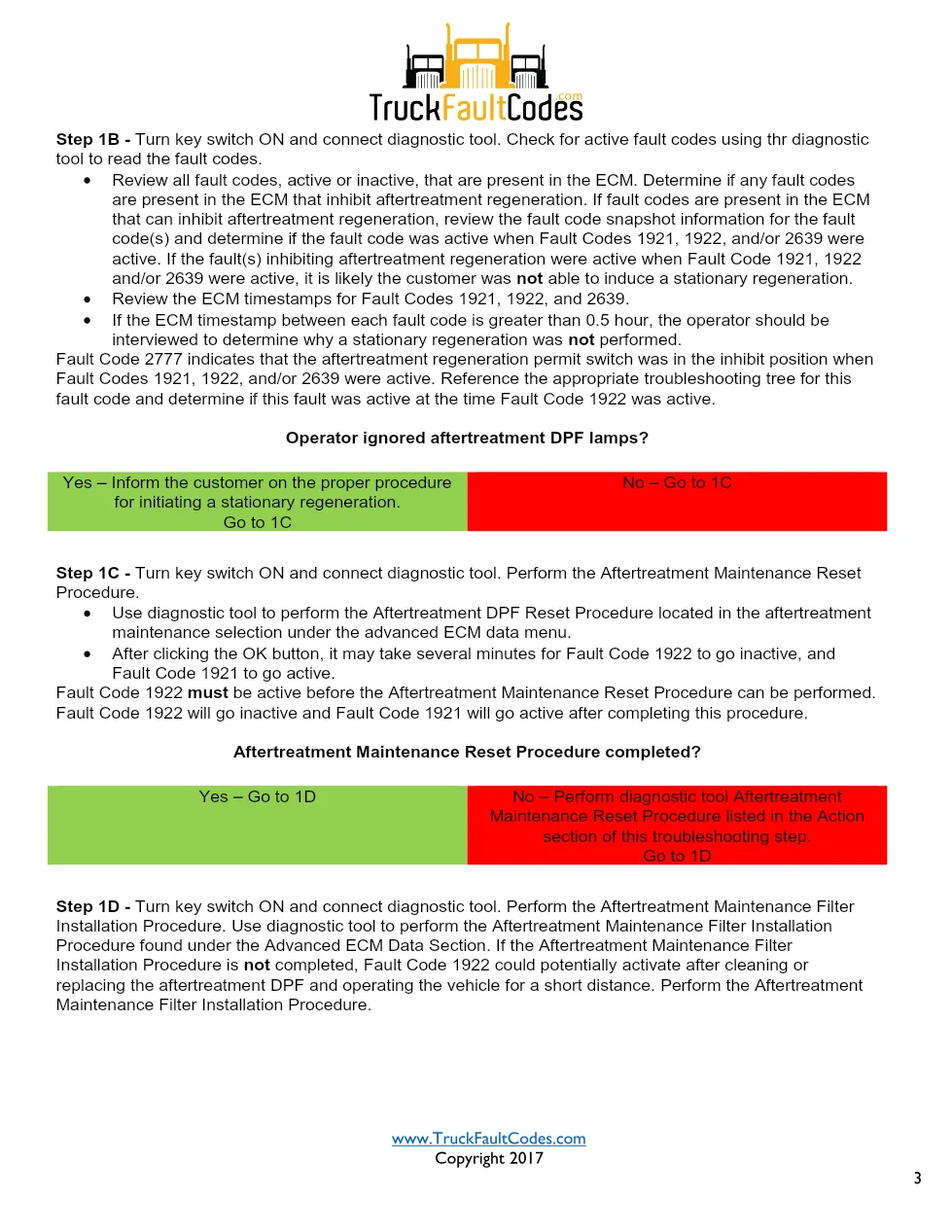 Cummins ISL9 Code 1922 Diagnostic Procedure – Fault Code 1922 - page 3 is available after signing in