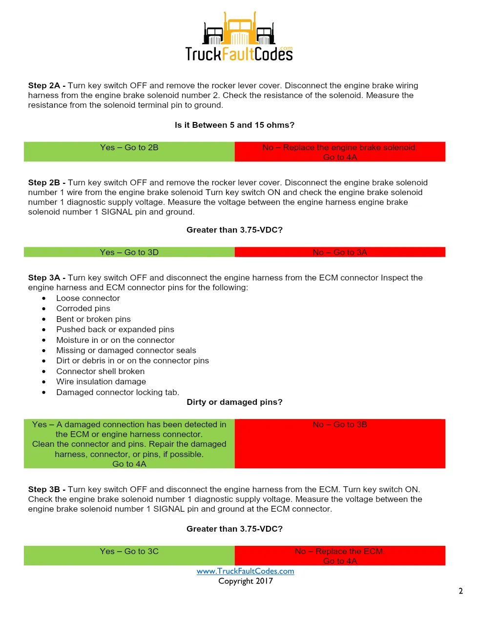 Cummins ISL9 Code 2182 Diagnostic Procedure – Fault Code 2182 - preview page 2 of 3