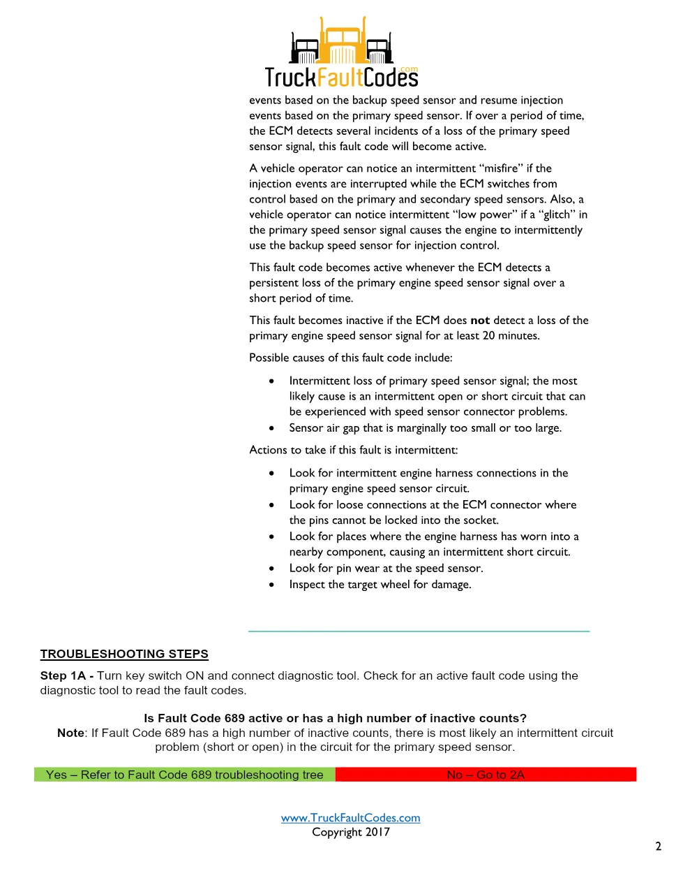 Cummins ISL9 Code 2321 Diagnostic Procedure – Fault Code 2321 - preview page 2 of 3