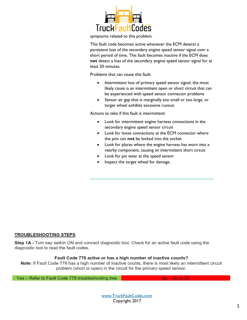 Cummins ISL9 Code 2322 Diagnostic Procedure – Fault Code 2322 - preview page 2 of 3