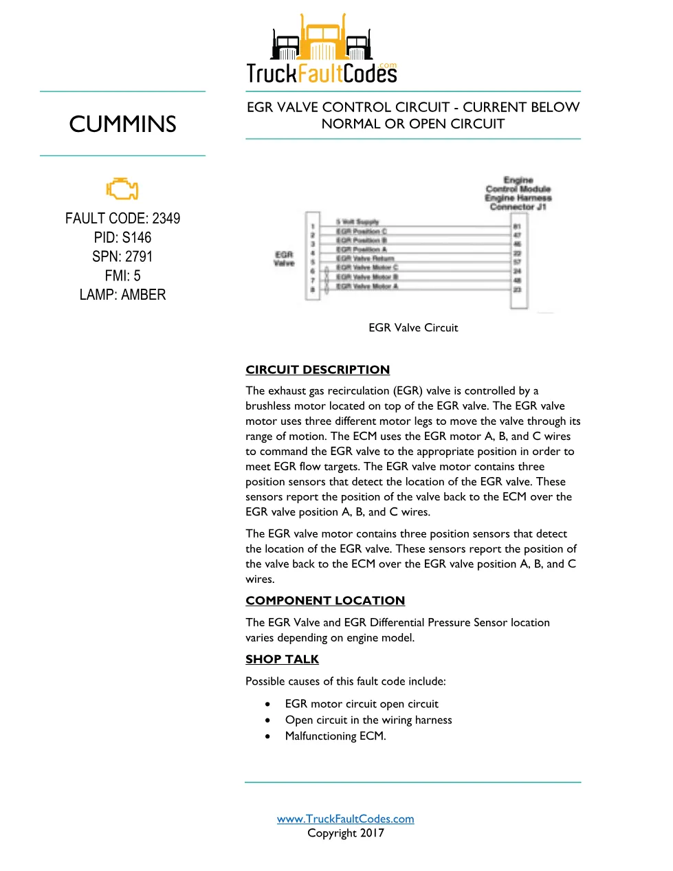 Cummins ISL9 Code 2349 Diagnostic Procedure – Fault Code 2349 - preview page 1 of 3