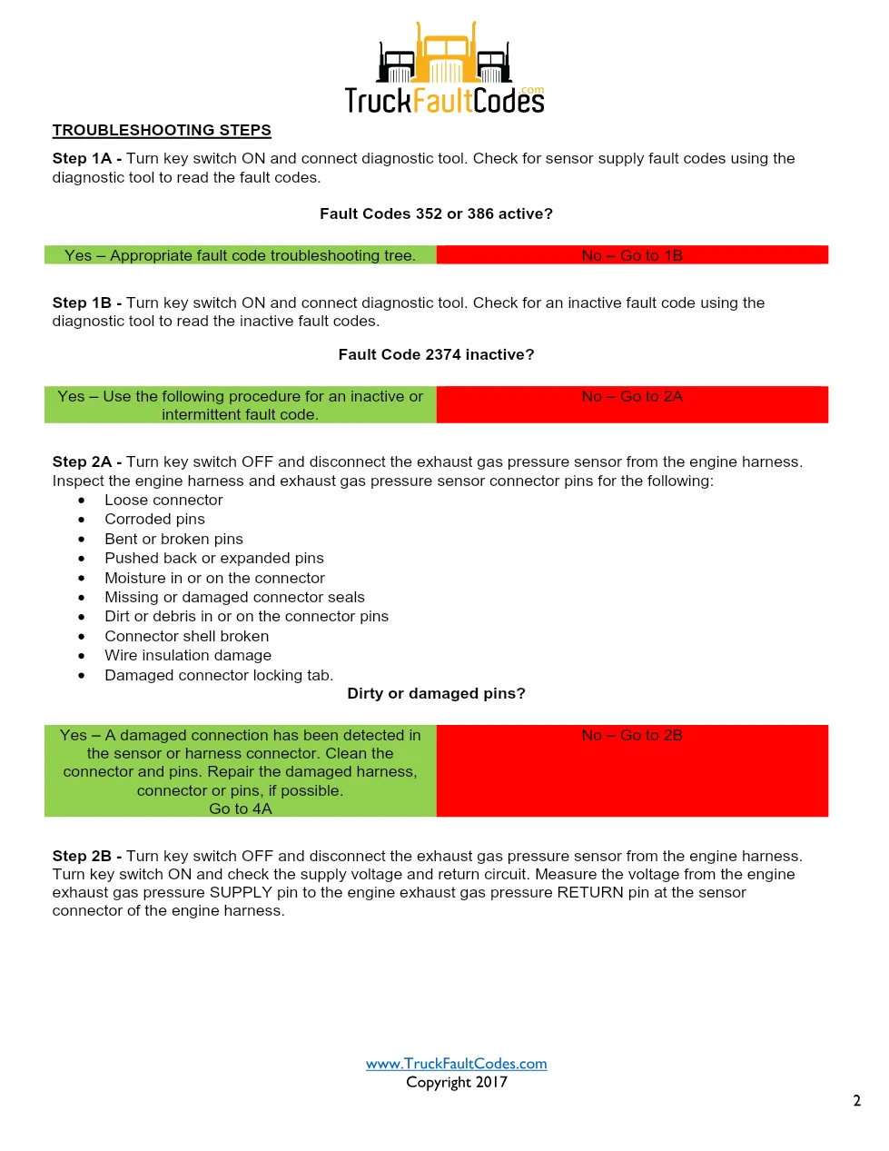 Cummins ISL9 Code 2374 Diagnostic Procedure – Fault Code 2374 - preview page 2 of 3