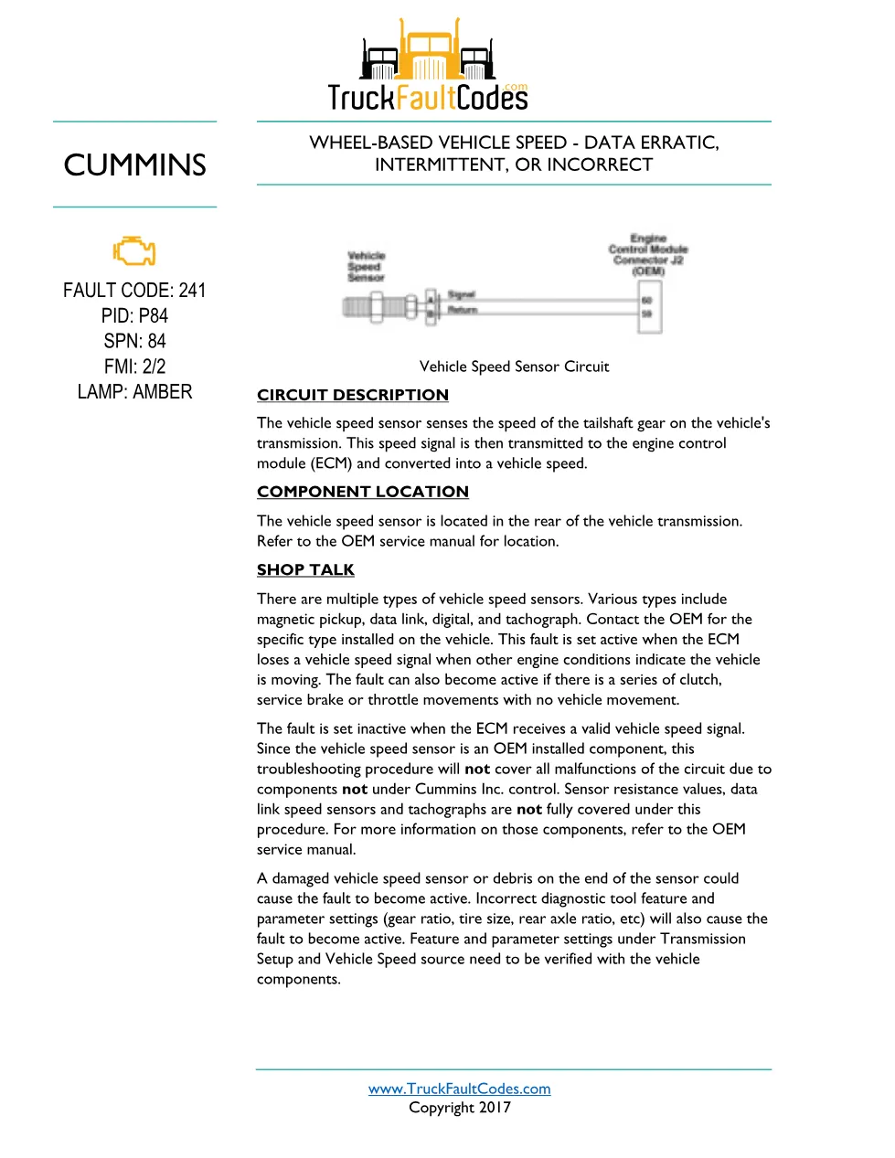 Cummins ISL9 Code 241 Diagnostic Procedure – Fault Code 241 – PDF - preview page 1 of 3