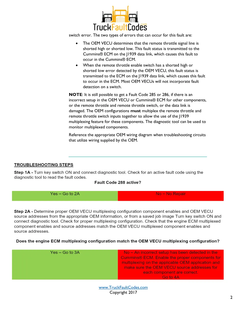 Cummins ISL9 Code 288 Diagnostic Procedure – Fault Code 288 – PDF - preview page 2 of 3
