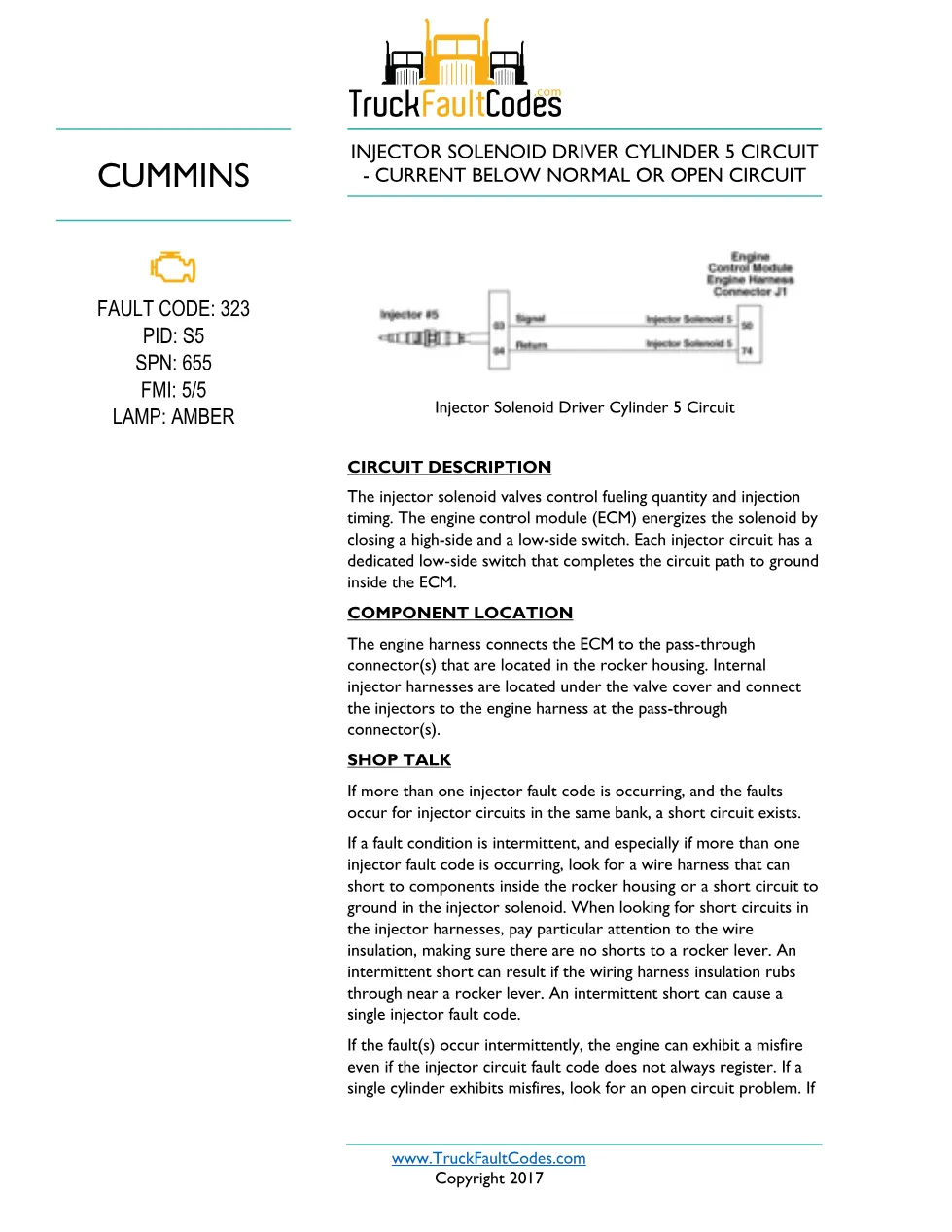 Cummins ISL9 Code 323 Diagnostic Procedure – Fault Code 323 – PDF - preview page 1 of 3