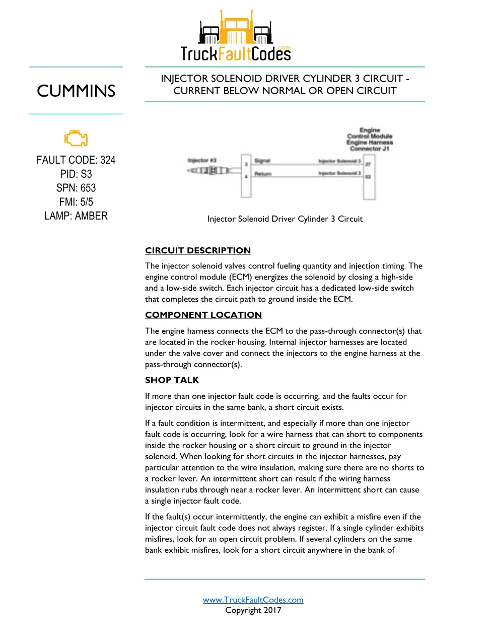 Cummins ISL9 Code 324 Diagnostic Procedure – Fault Code 324 – PDF - preview page 1 of 3
