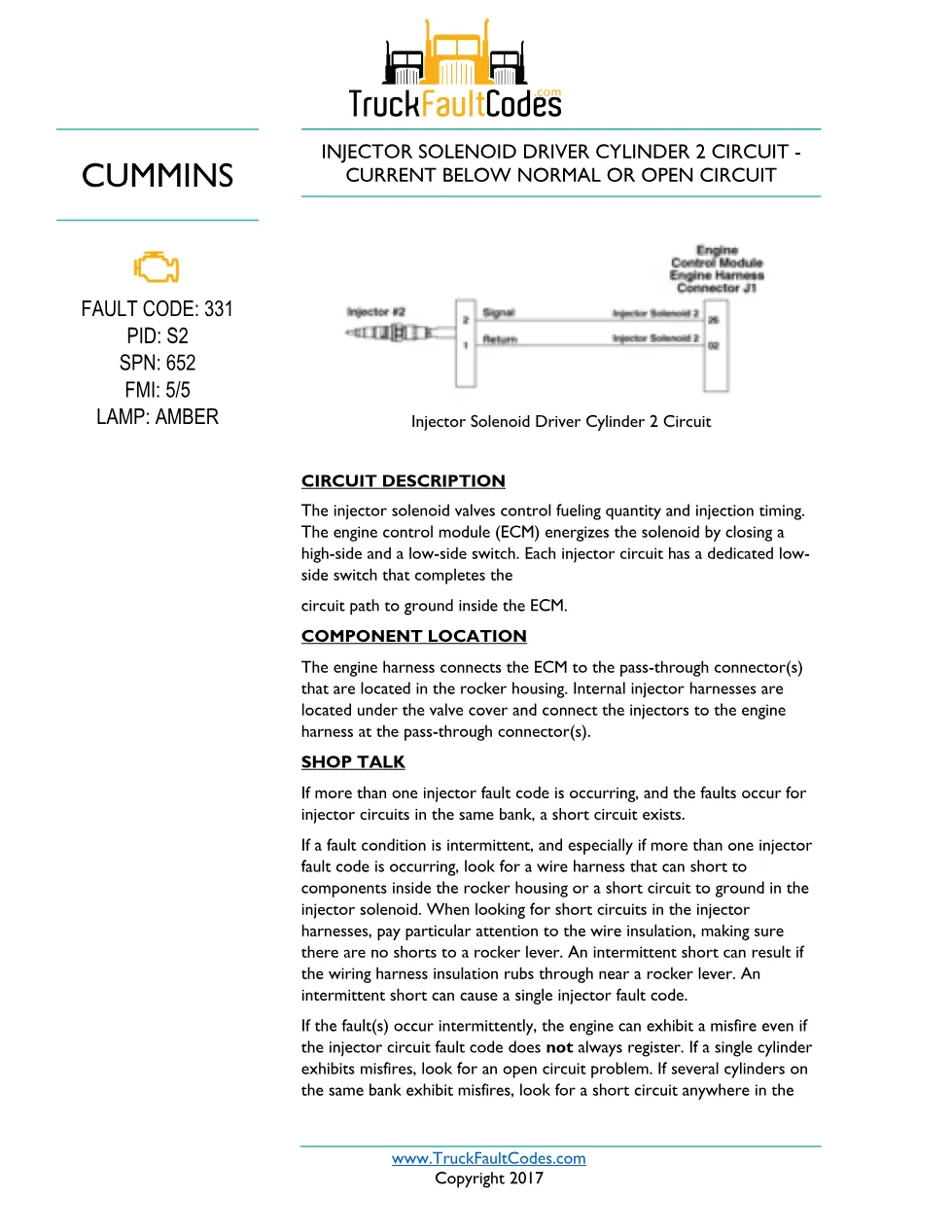 Cummins ISL9 Code 331 Diagnostic Procedure – Fault Code 331 – PDF - preview page 1 of 3