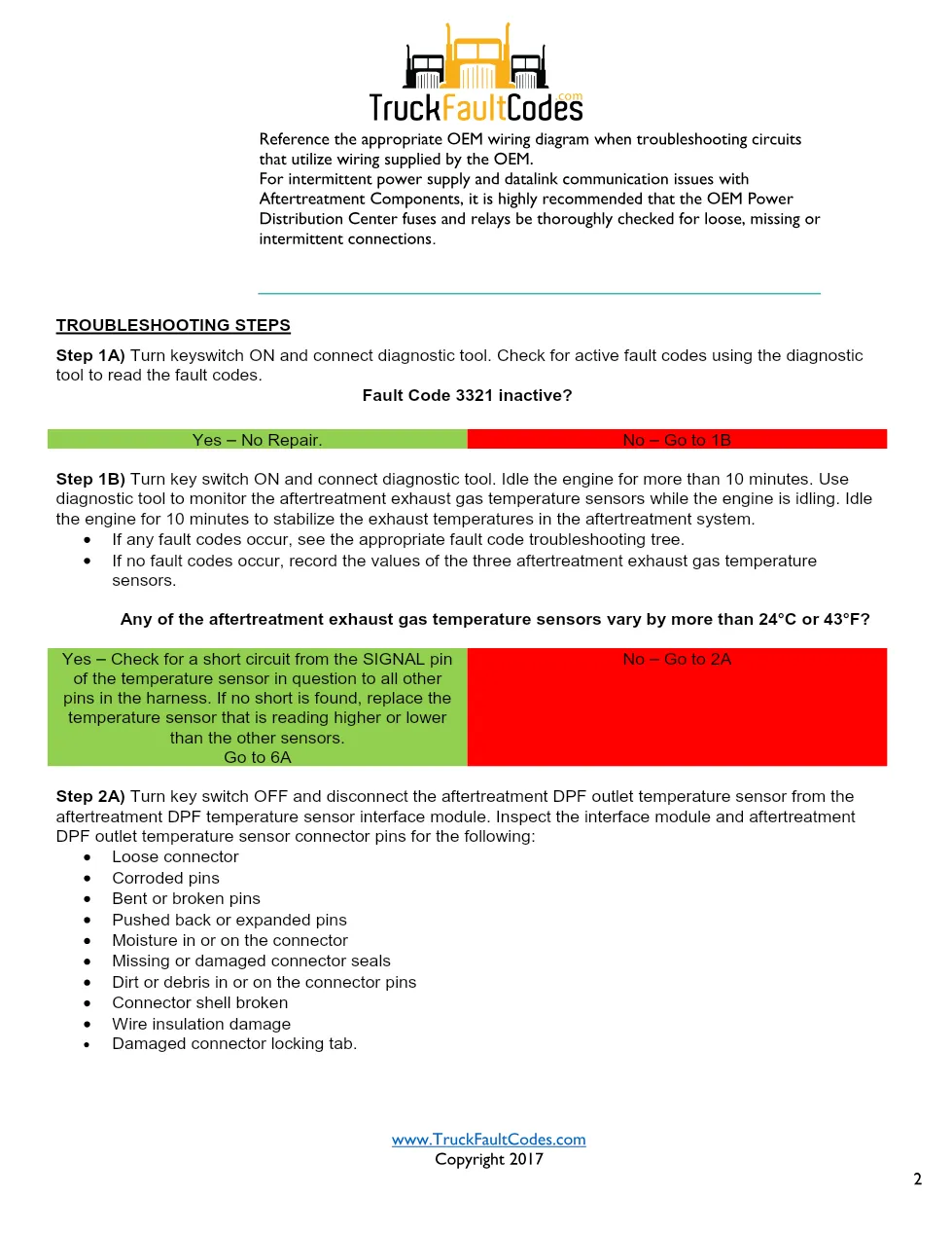 Cummins ISL9 Code 3321 Diagnostic Procedure – Fault Code 3321 - preview page 2 of 3
