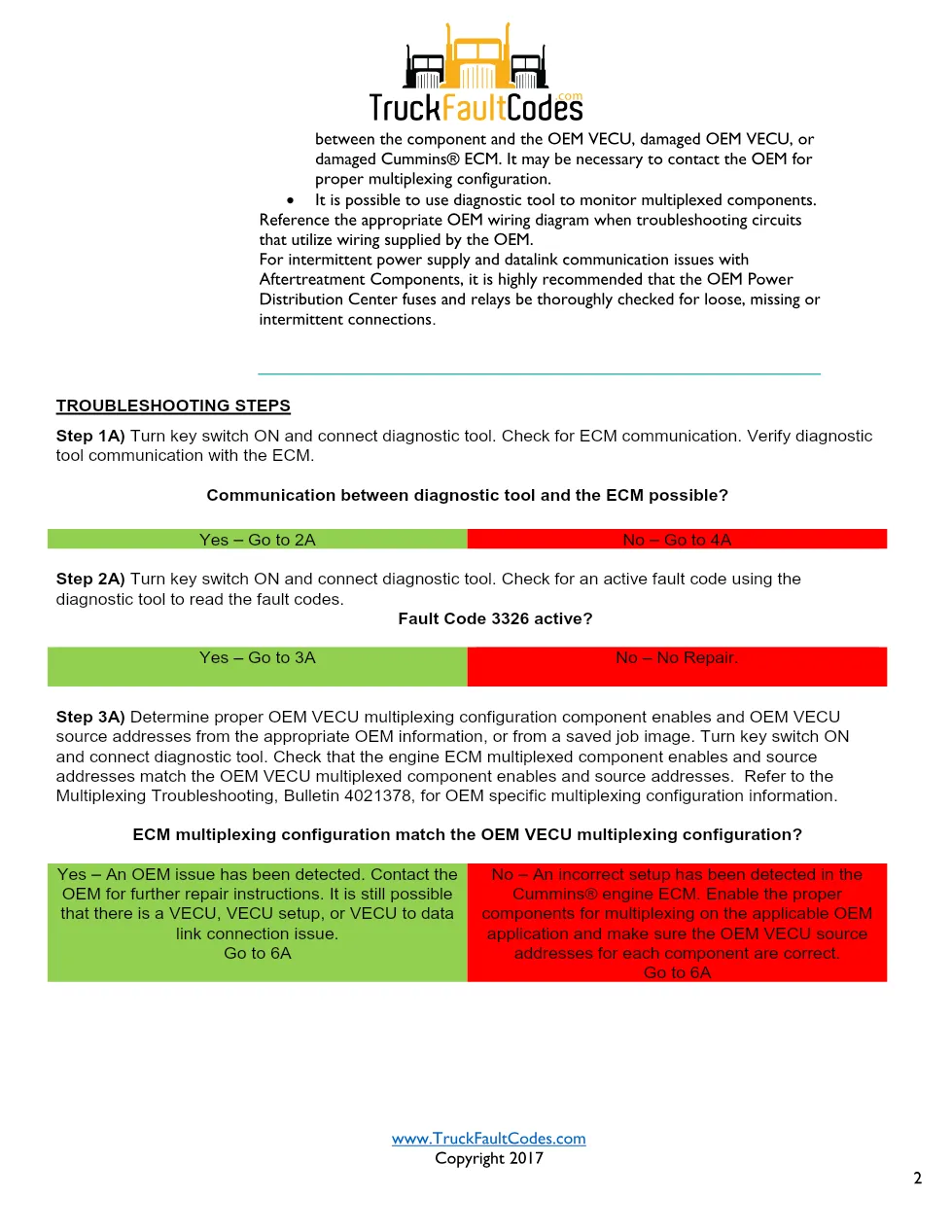 Cummins ISL9 Code 3326 Diagnostic Procedure – Fault Code 3326 - preview page 2 of 3