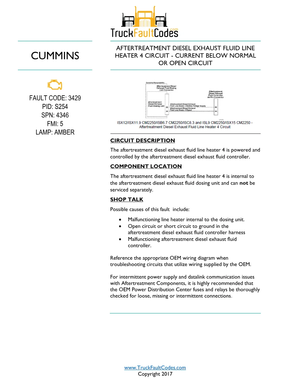 Cummins ISL9 Code 3429 Diagnostic Procedure – Fault Code 3429 - preview page 1 of 3