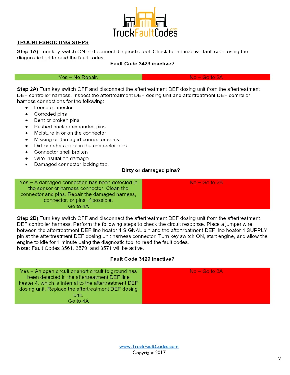 Cummins ISL9 Code 3429 Diagnostic Procedure – Fault Code 3429 - preview page 2 of 3