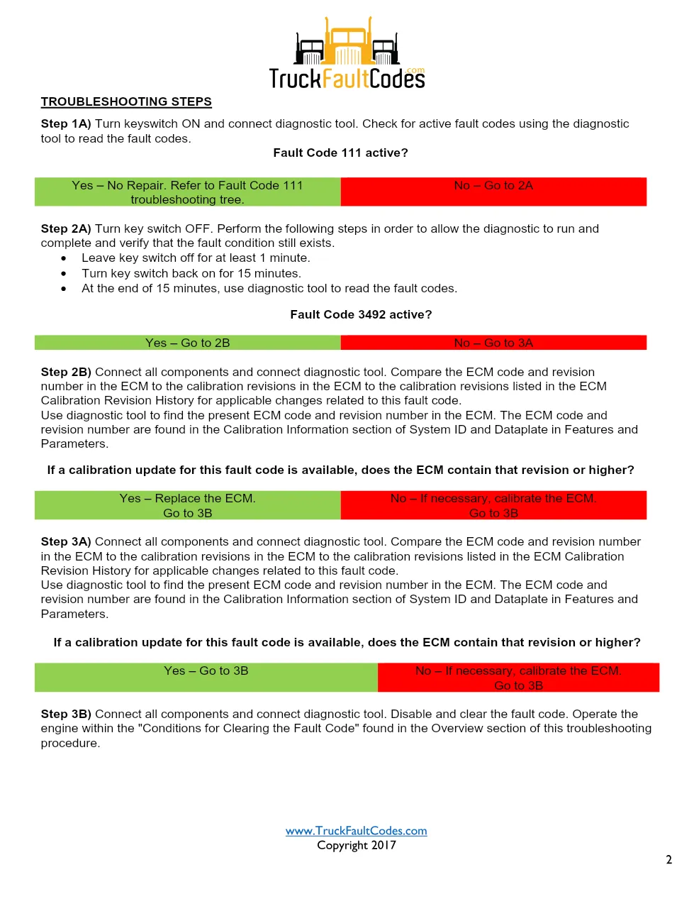 Cummins ISL9 Code 3492 Diagnostic Procedure – Fault Code 3492 - preview page 2 of 3