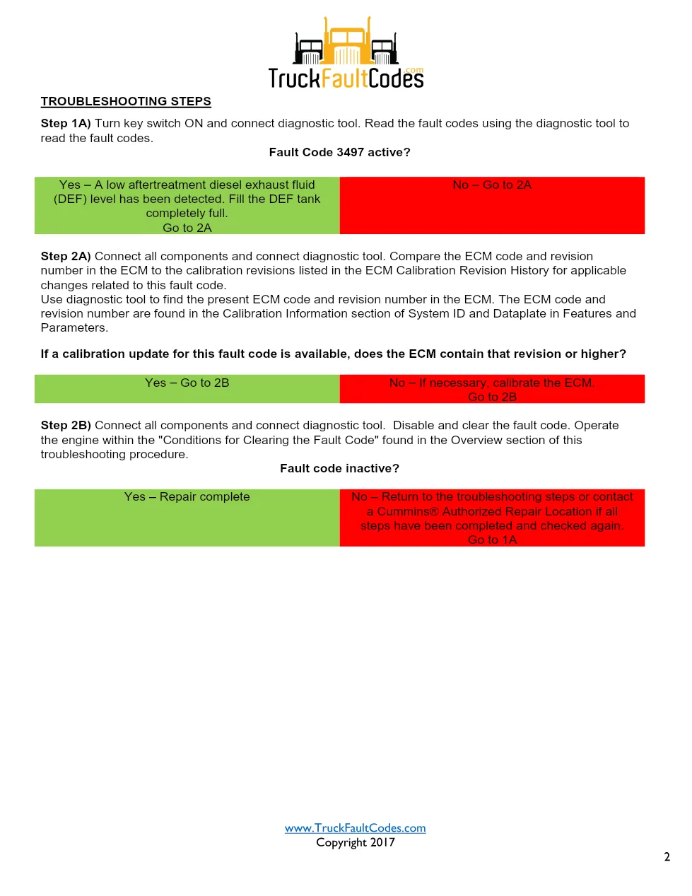 Cummins ISL9 Code 3497 Diagnostic Procedure – Fault Code 3497 - page 2 is available after signing in
