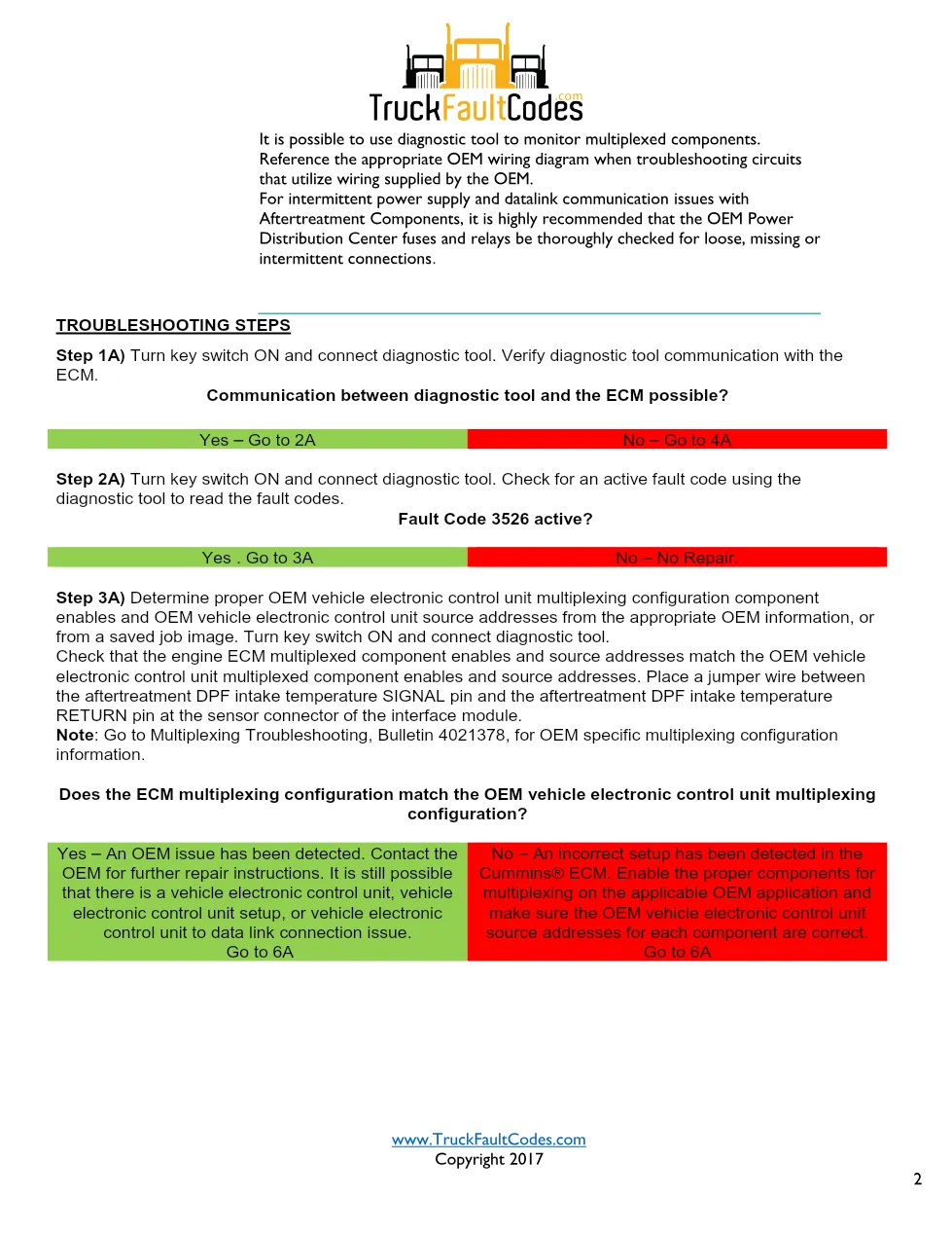 Cummins ISL9 Code 3526 Diagnostic Procedure – Fault Code 3526 - preview page 2 of 3