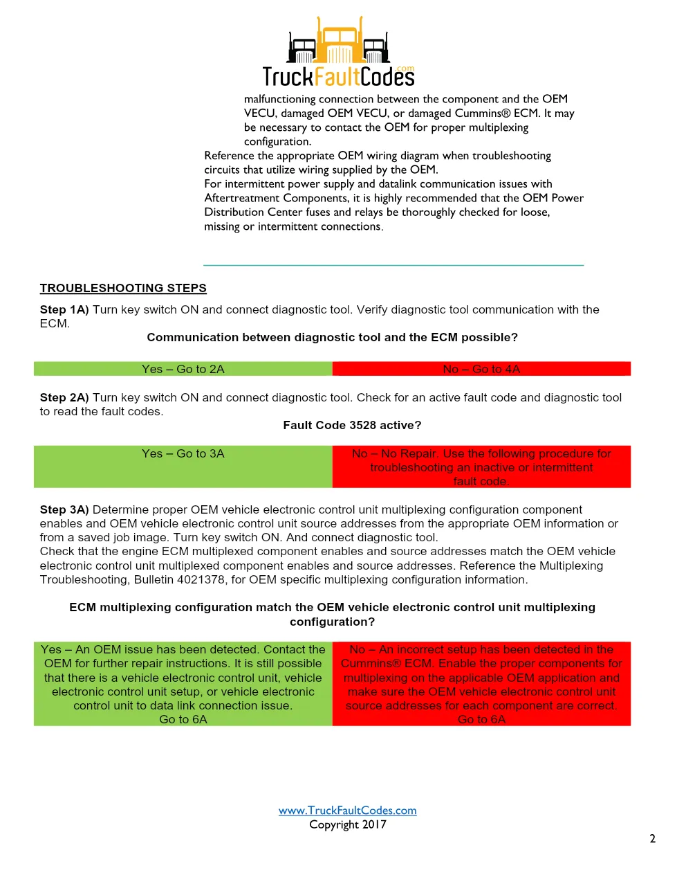 Cummins ISL9 Code 3528 Diagnostic Procedure – Fault Code 3528 - preview page 2 of 3