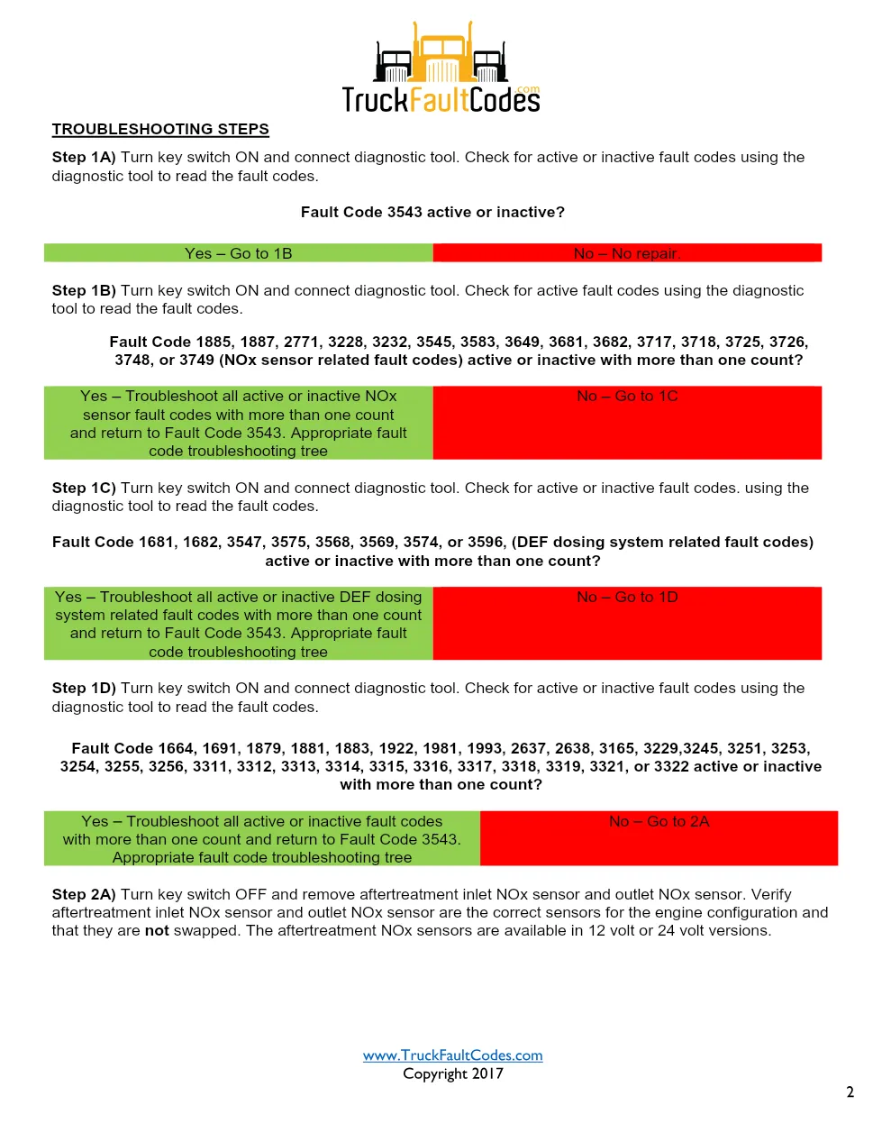 Cummins ISL9 Code 3543 Diagnostic Procedure – Fault Code 3543 - preview page 2 of 3