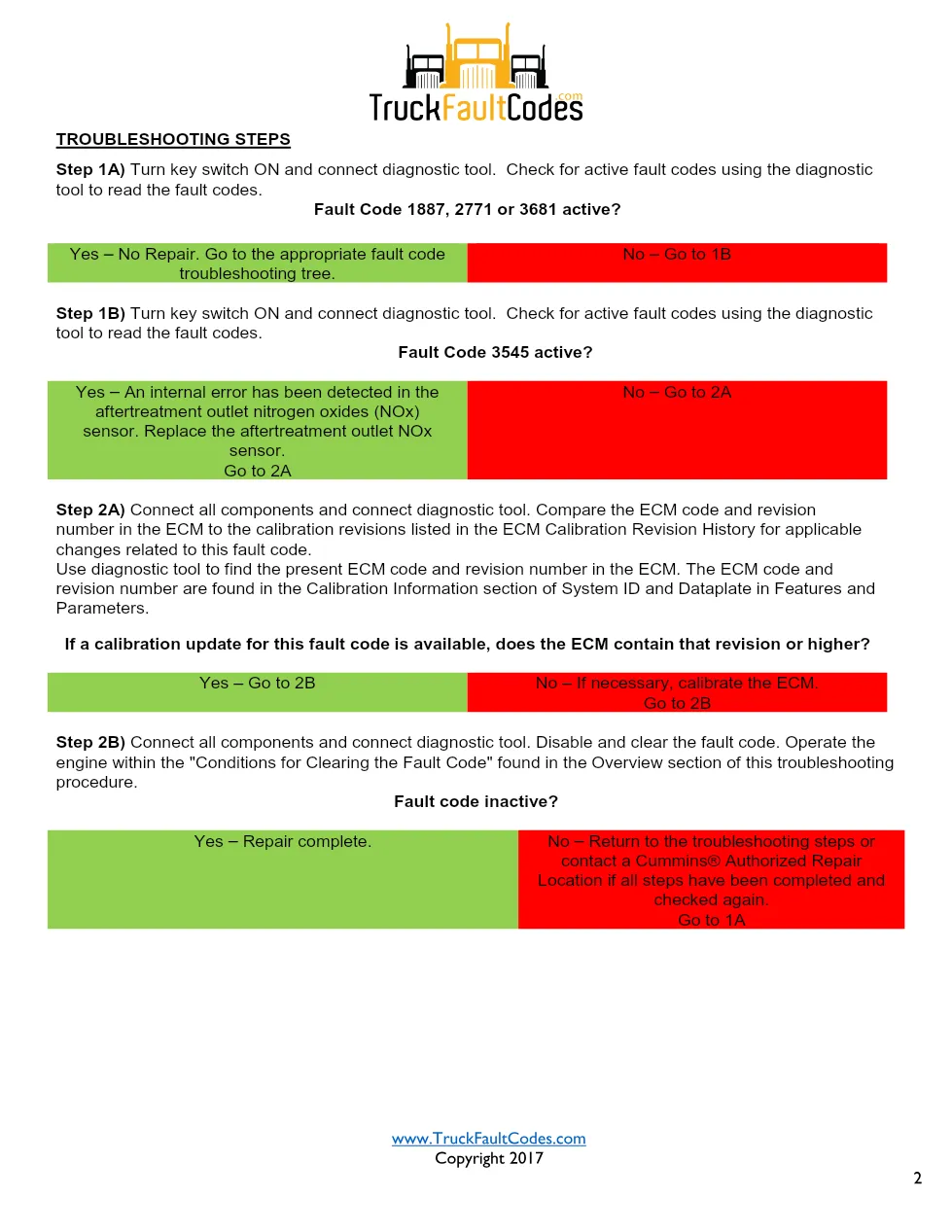 Cummins ISL9 Code 3545 Diagnostic Procedure – Fault Code 3545 - page 2 is available after signing in