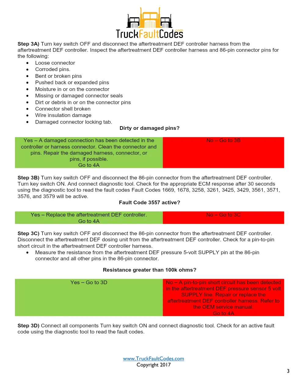 Cummins ISL9 Code 3557 Diagnostic Procedure – Fault Code 3557 - page 3 is available after signing in