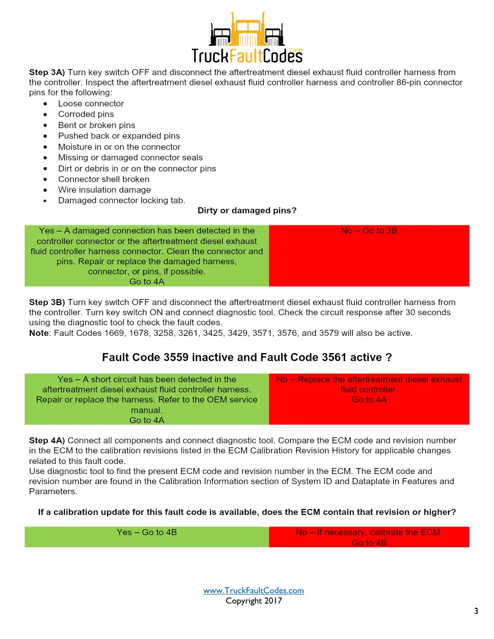 Cummins ISL9 Code 3559 Diagnostic Procedure – Fault Code 3559 - page 3 is available after signing in