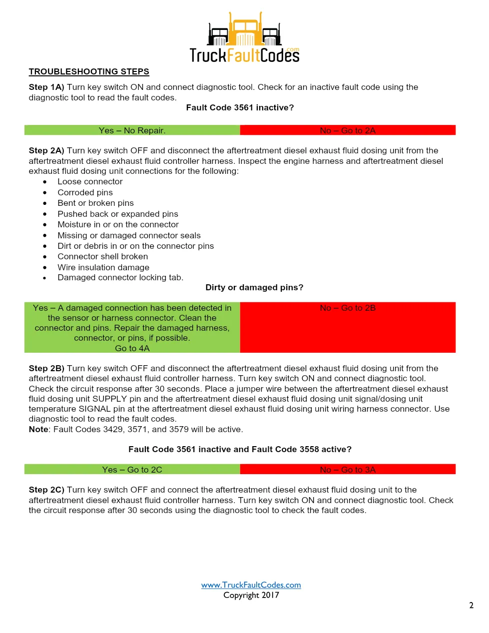 Cummins ISL9 Code 3561 Diagnostic Procedure – Fault Code 3561 - preview page 2 of 3