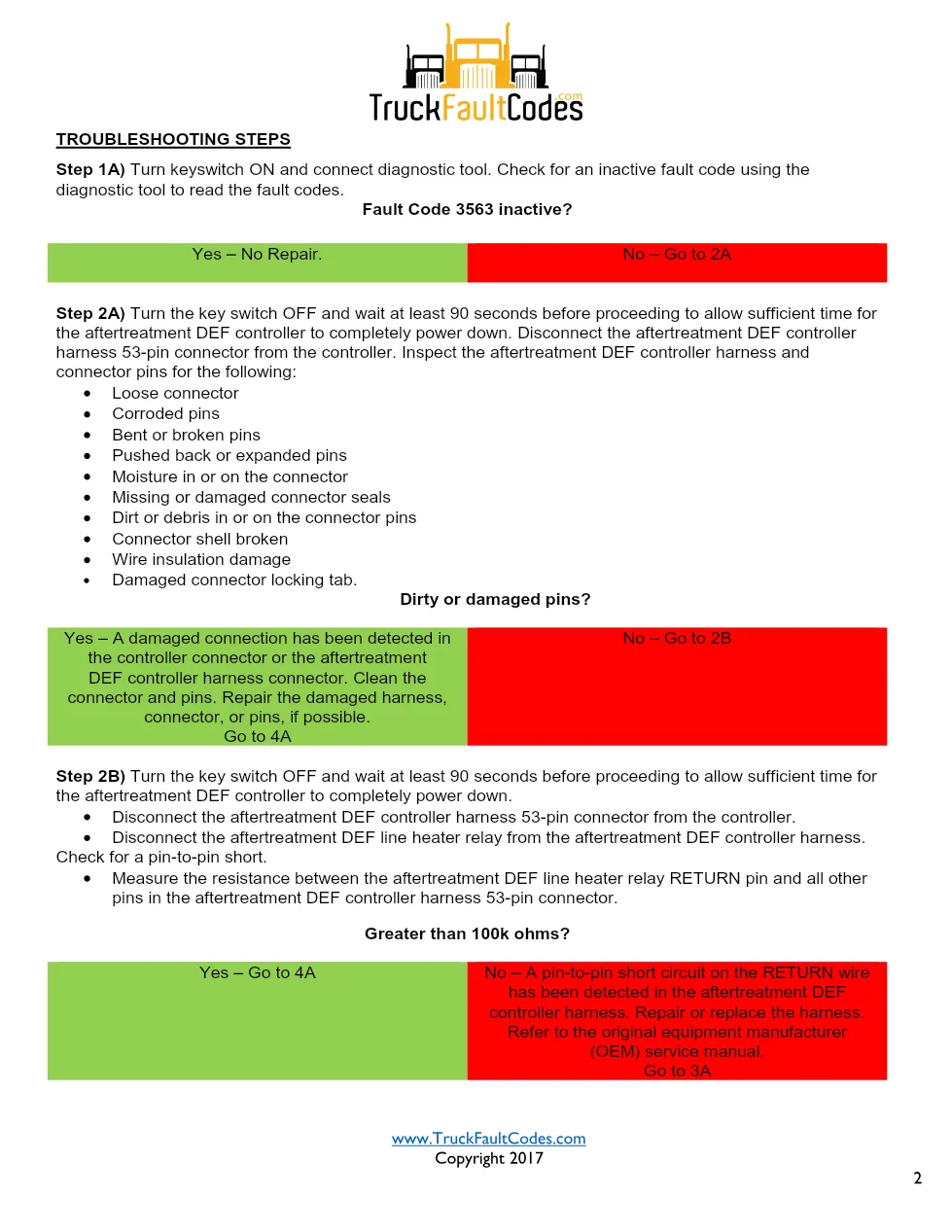 Cummins ISL9 Code 3563 Diagnostic Procedure – Fault Code 3563 - preview page 2 of 3