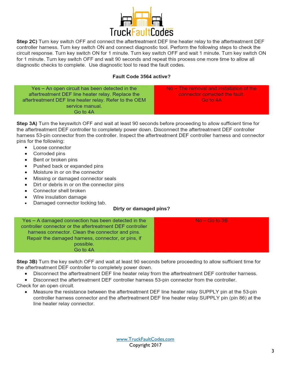 Cummins ISL9 Code 3564 Diagnostic Procedure – Fault Code 3564 - page 3 is available after signing in