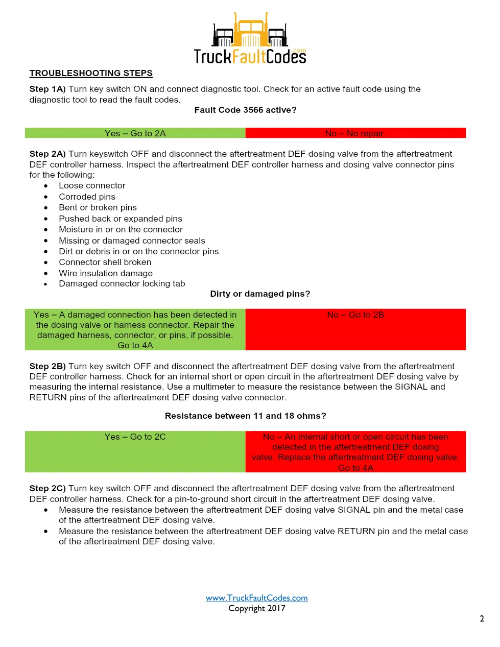 Cummins ISL9 Code 3566 Diagnostic Procedure – Fault Code 3566 - preview page 2 of 3