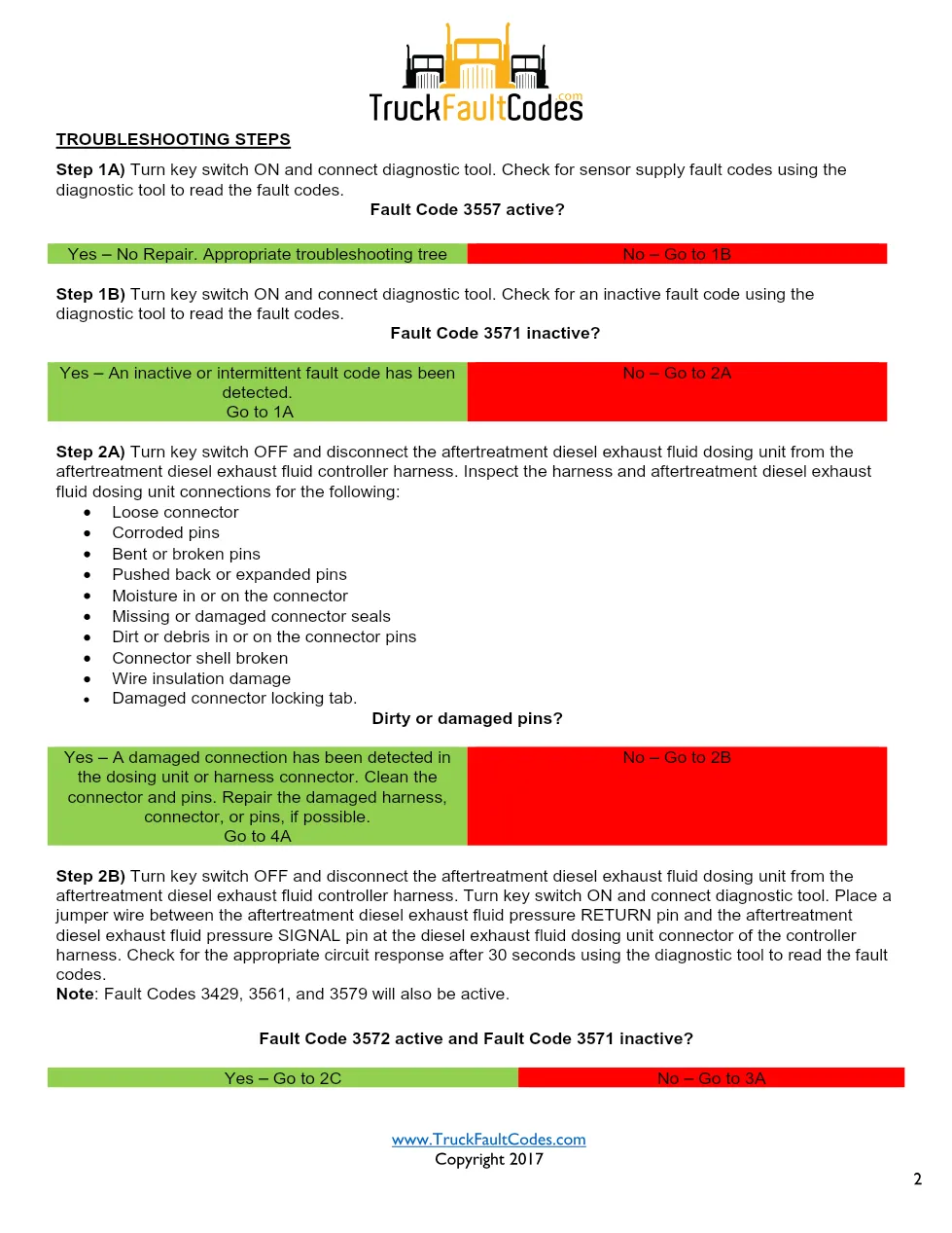 Cummins ISL9 Code 3571 Diagnostic Procedure – Fault Code 3571 - preview page 2 of 3