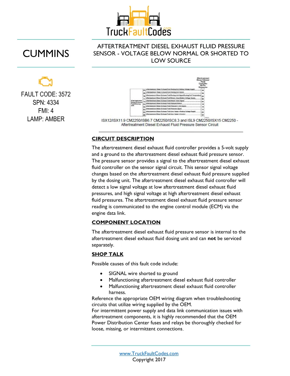 Cummins ISL9 Code 3572 Diagnostic Procedure – Fault Code 3572 - preview page 1 of 3