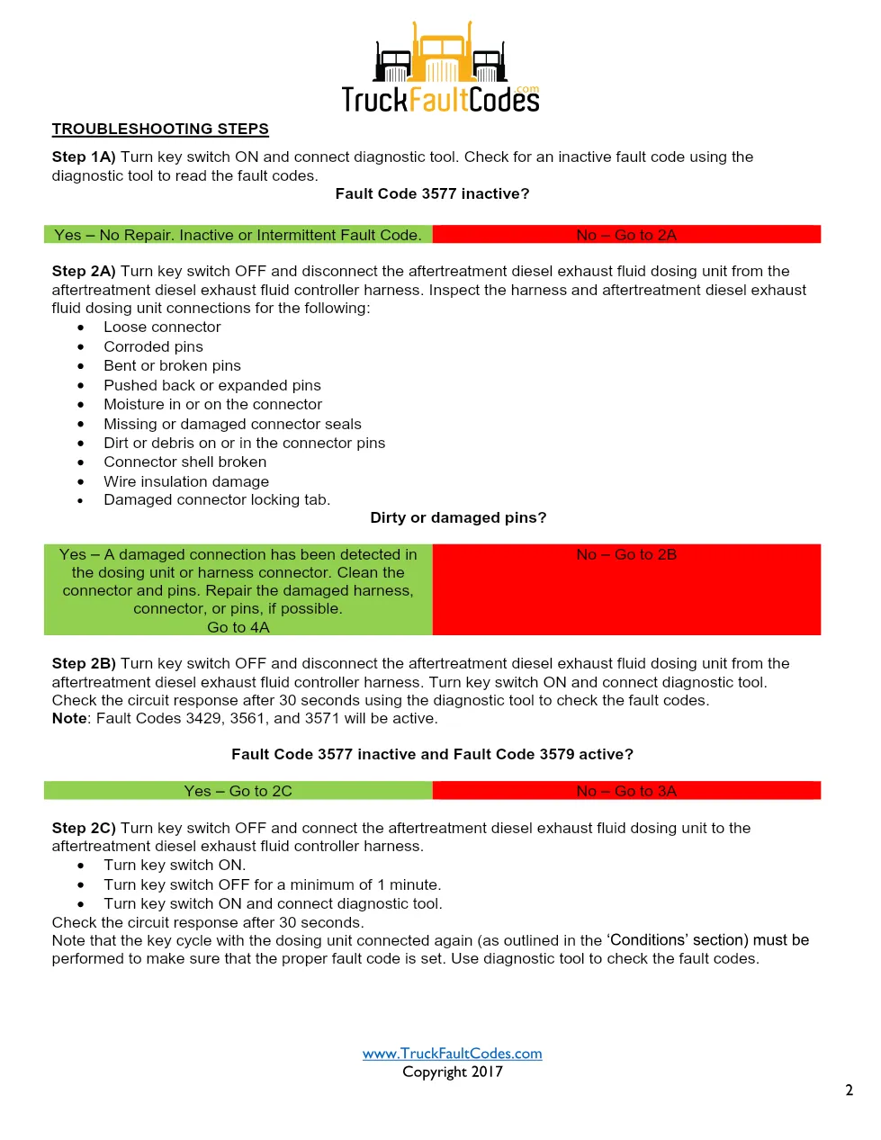 Cummins ISL9 Code 3577 Diagnostic Procedure – Fault Code 3577 - preview page 2 of 3