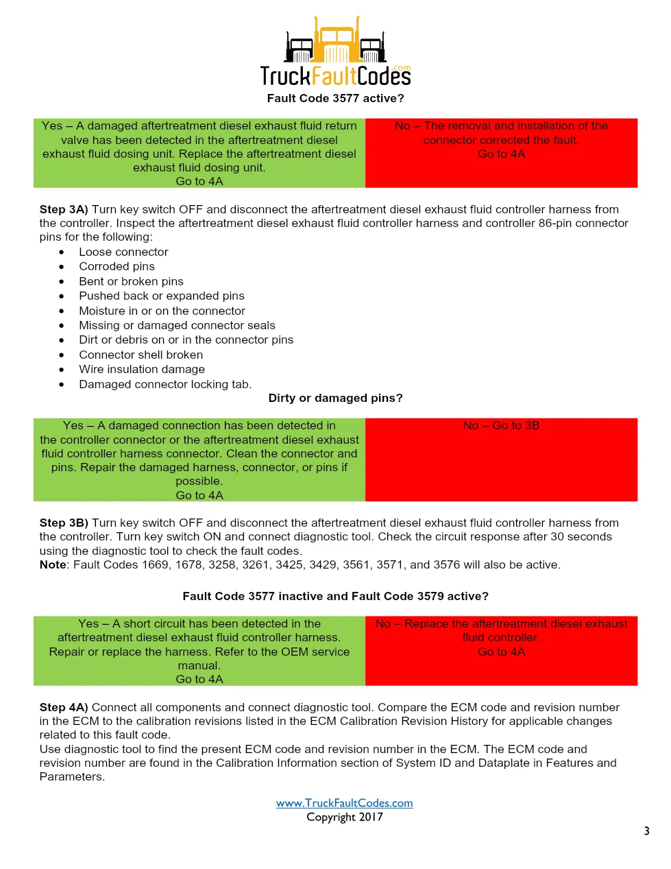 Cummins ISL9 Code 3577 Diagnostic Procedure – Fault Code 3577 - page 3 is available after signing in