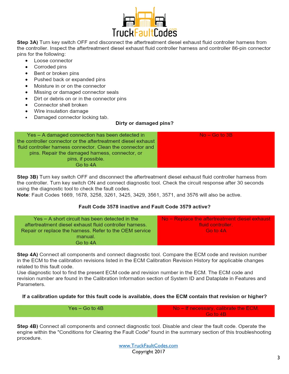 Cummins ISL9 Code 3578 Diagnostic Procedure – Fault Code 3578 - page 3 is available after signing in
