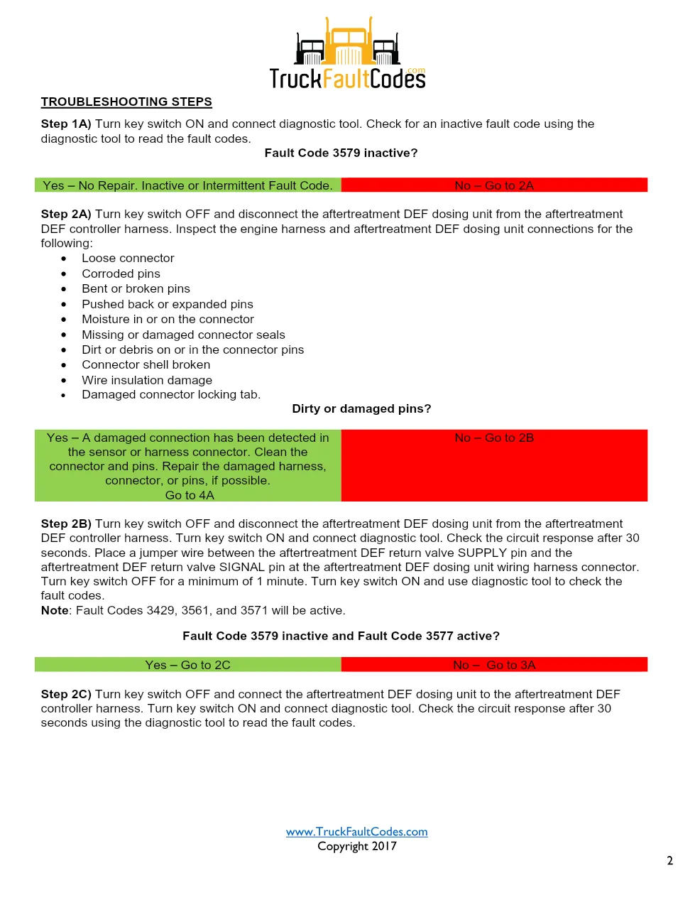 Cummins ISL9 Code 3579 Diagnostic Procedure – Fault Code 3579 - preview page 2 of 3