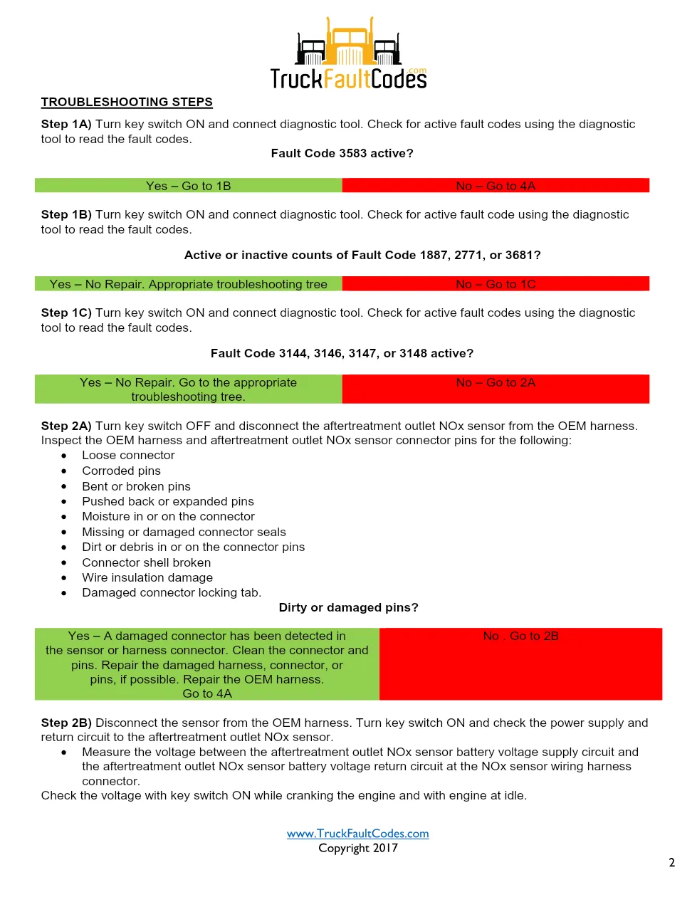 Cummins ISL9 Code 3583 Diagnostic Procedure – Fault Code 3583 - preview page 2 of 3