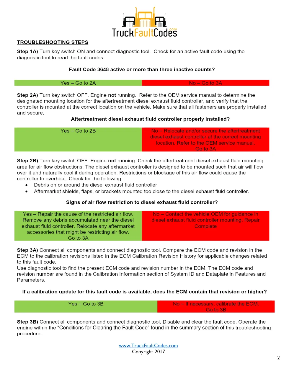 Cummins ISL9 Code 3648 Diagnostic Procedure – Fault Code 3648 - preview page 2 of 3