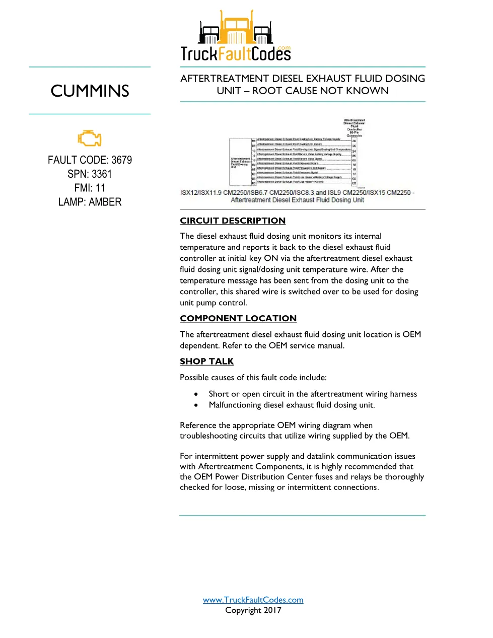 Cummins ISL9 Code 3679 Diagnostic Procedure – Fault Code 3679 - preview page 1 of 3