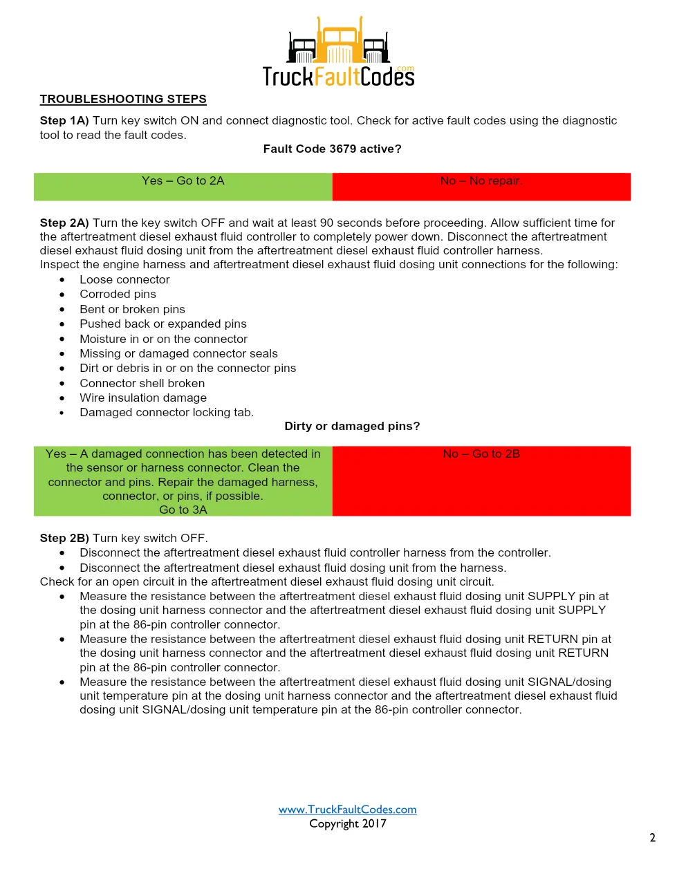 Cummins ISL9 Code 3679 Diagnostic Procedure – Fault Code 3679 - preview page 2 of 3