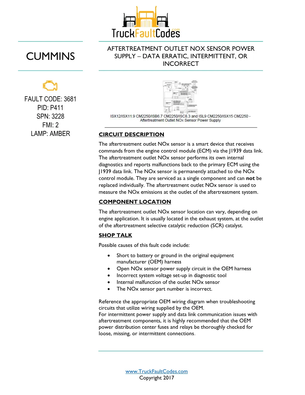 Cummins ISL9 Code 3681 Diagnostic Procedure – Fault Code 3681 - preview page 1 of 3