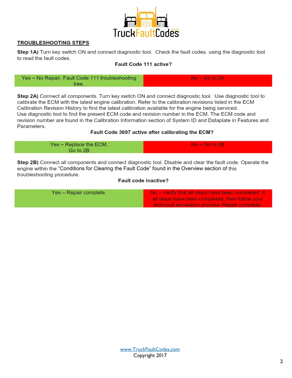 Cummins ISL9 Code 3697 Diagnostic Procedure – Fault Code 3697 - page 2 is available after signing in