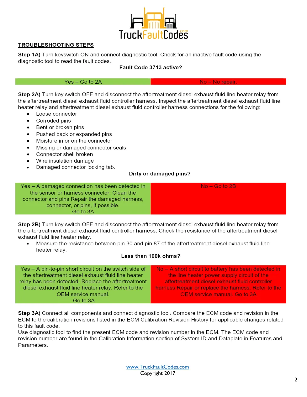 Cummins ISL9 Code 3713 Diagnostic Procedure – Fault Code 3713 - preview page 2 of 3