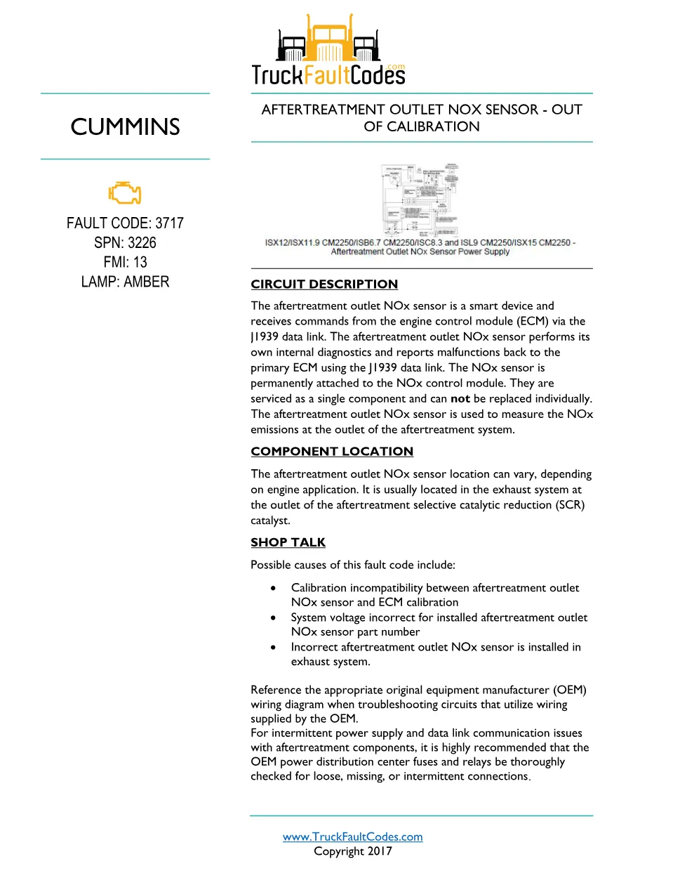 Cummins ISL9 Code 3717 Diagnostic Procedure – Fault Code 3717 - preview page 1 of 3