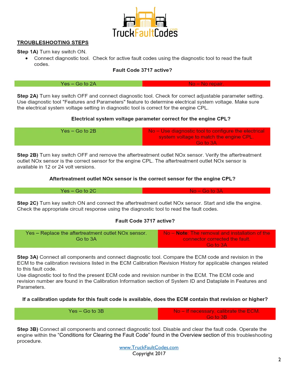 Cummins ISL9 Code 3717 Diagnostic Procedure – Fault Code 3717 - preview page 2 of 3