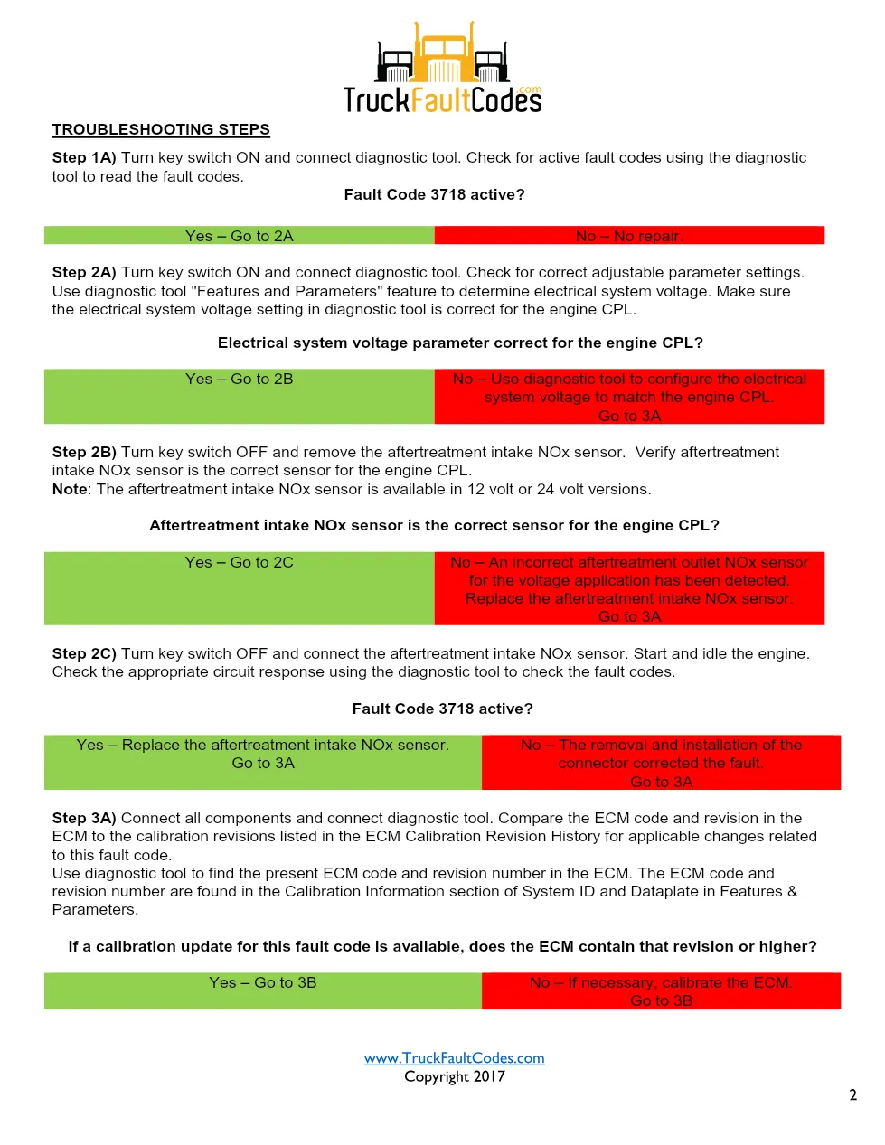 Cummins ISL9 Code 3718 Diagnostic Procedure – Fault Code 3718 - preview page 2 of 3